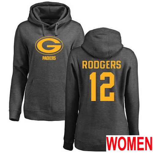 Green Bay Packers Ash Women #12 Rodgers Aaron One Color Nike NFL Pullover Hoodie